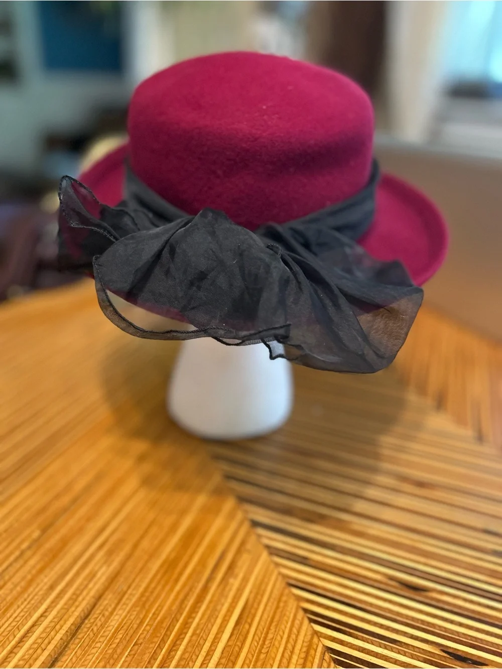 Vintage Arlin Women's 100% Wool Bow Trim Fedora Madeline Church Hat Fascinator